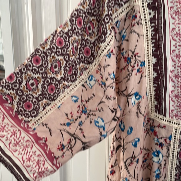 Sundance Everyday Dream Dress pink brown cream boho floral crochet loose size S - Picture 4 of 16